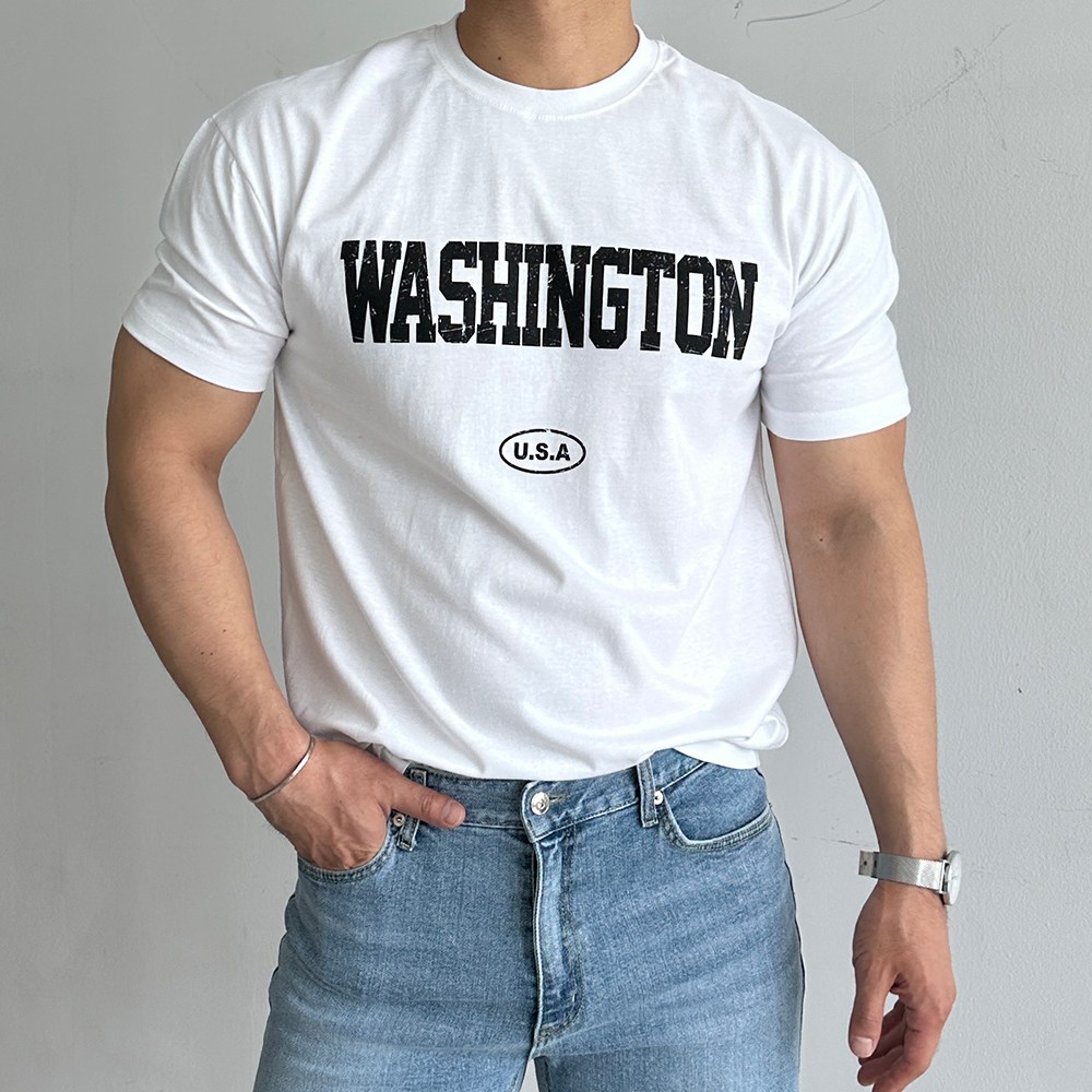 몸좋아보이는 남자 머슬핏 반팔 프린팅 레터링 남성 반팔티 25,600원