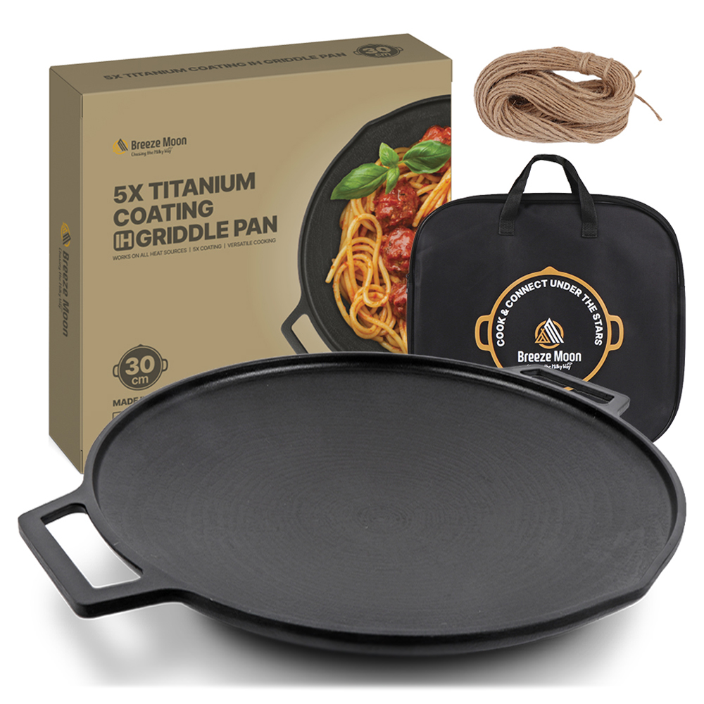브리즈문 티타늄 5중코팅 인덕션 겸용 통주물 캠핑 그리들 팬 30cm + 전용가방 세트 28,800원