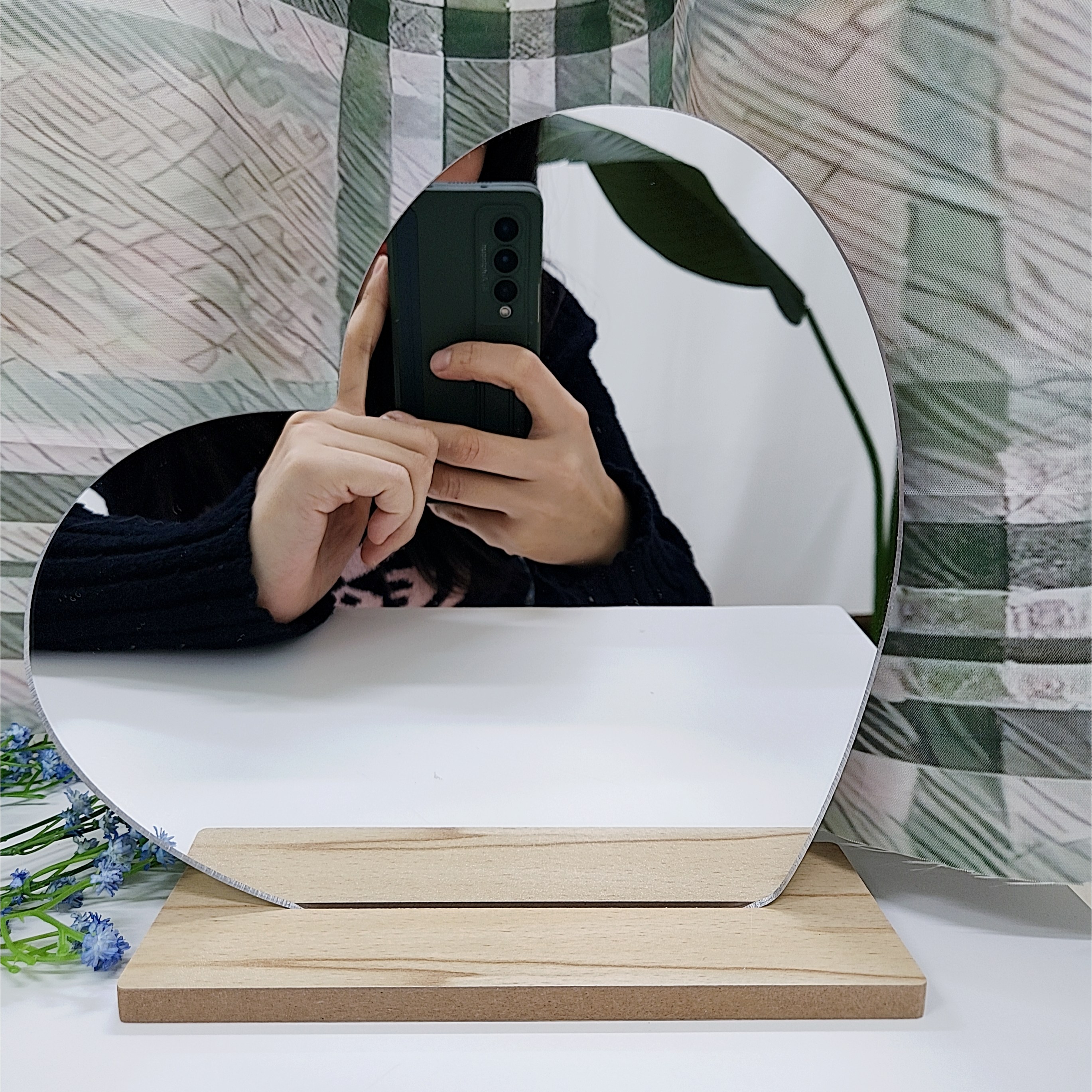 쁘띠끄 웨이브미러 탁상용 비정형거울 10개, 옵션6)원형 25,000원