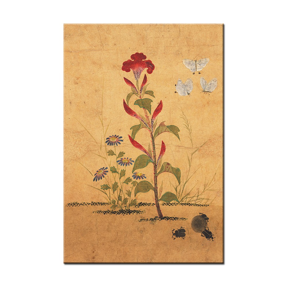 한국화 민화 신사임당 신윤복 책가도 풍수 전통 민속화 풍속화 인테리어 학교 교실 교육 그림 캔버스 액자, 05.신사임당-맨드라미와쇠똥벌레 155,000원