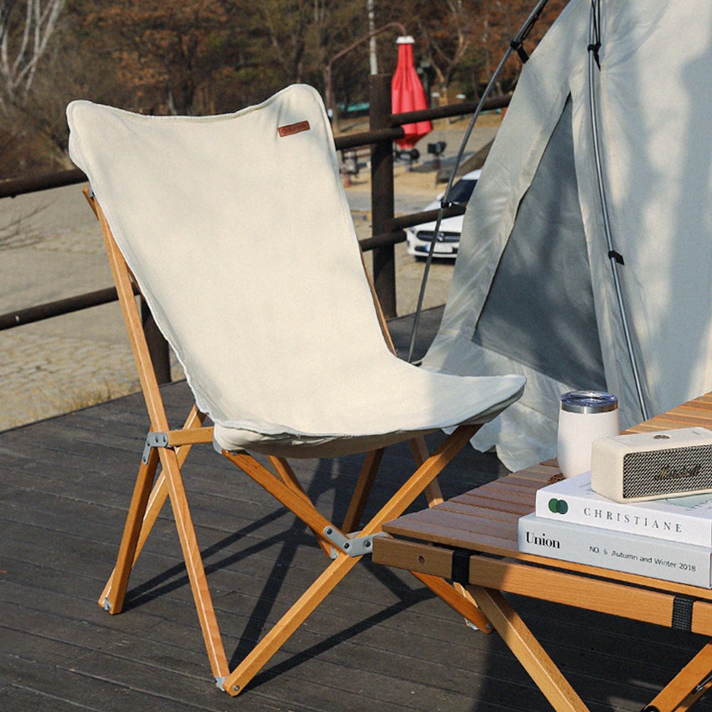 카르닉 접이식 감성 캔버스 우드체어 너도밤나무 원목 의자 (전용파우치 포함), 1개, 원목우드체어 79,000원