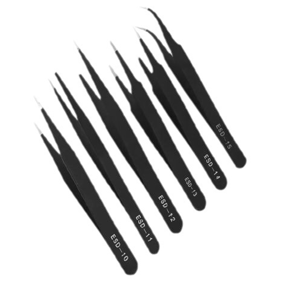 정밀 핀셋 세트 쪽 집게 ESD 다용도 곡선 직선 정전기 방지 6종 6,900원