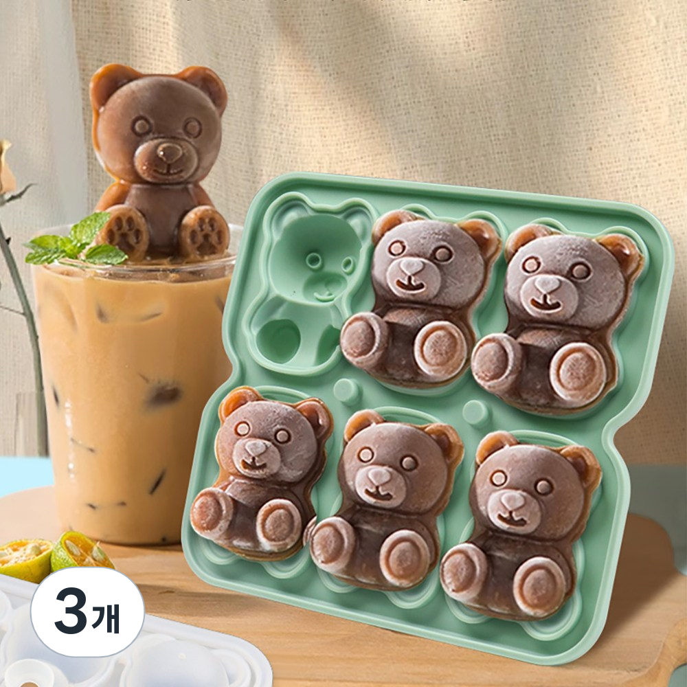 릴스베이 6구 곰돌이 얼음틀 대형 실리콘 트레이 얼음볼 26,070원