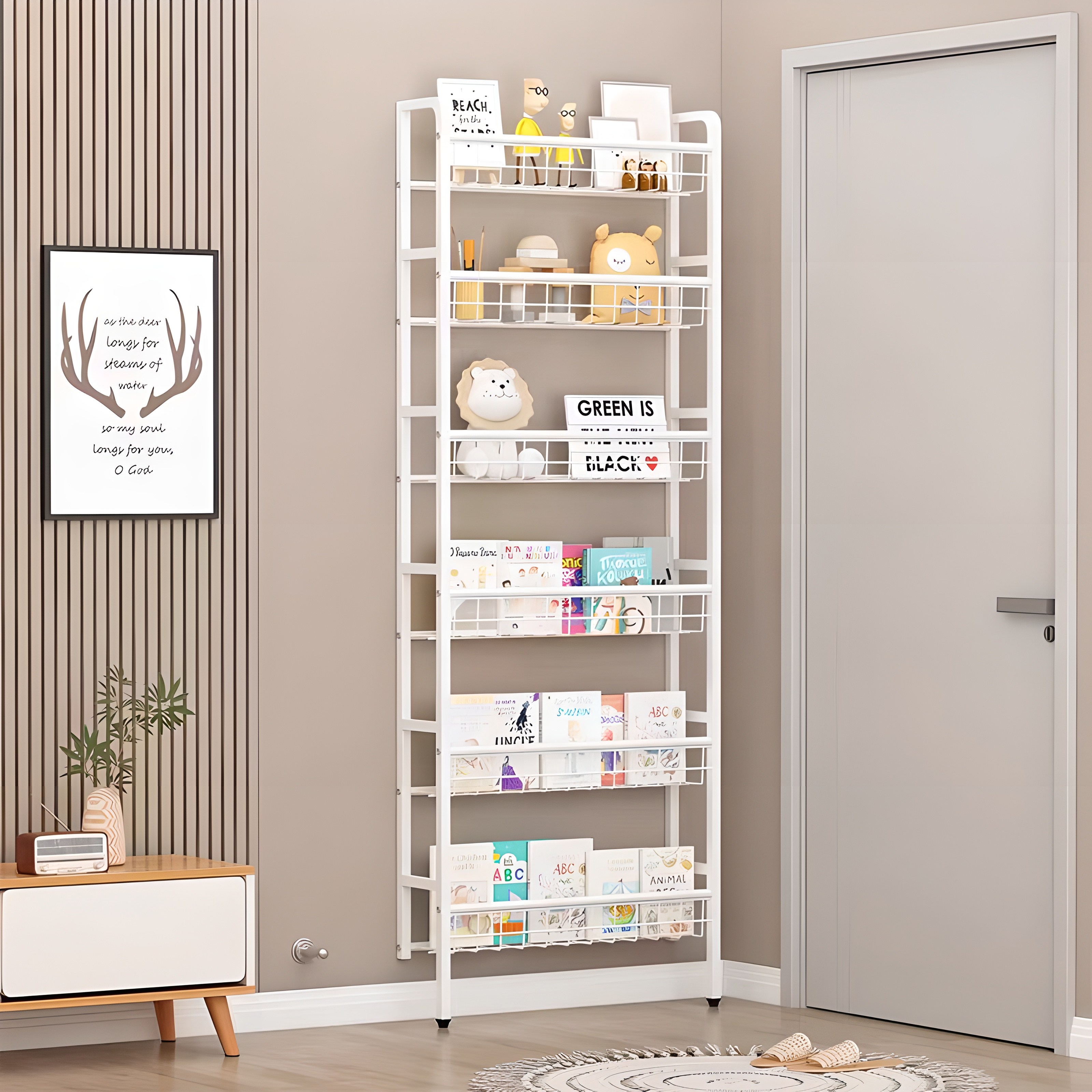 BangPang 고정가능한  6층 철제  문 뒤 수납 선반  문뒤 틈새  선반  문뒤수납  틈새문뒤수납장 32,490원