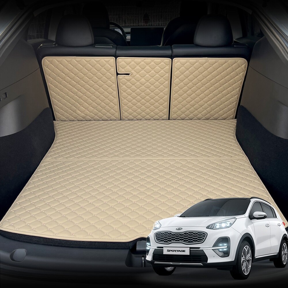 스포티지QL 전용 컨셉토 가죽 퀼팅 등커버 트렁크매트 세트, 블랙+골드스티치 57,450원