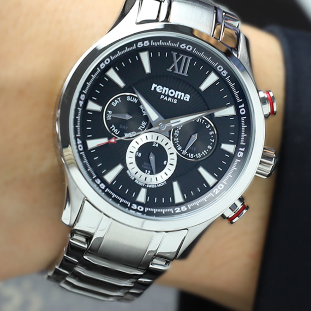 renoma 레노마 멀티 크로노그래프 남성 메탈시계 RE265 78,000원