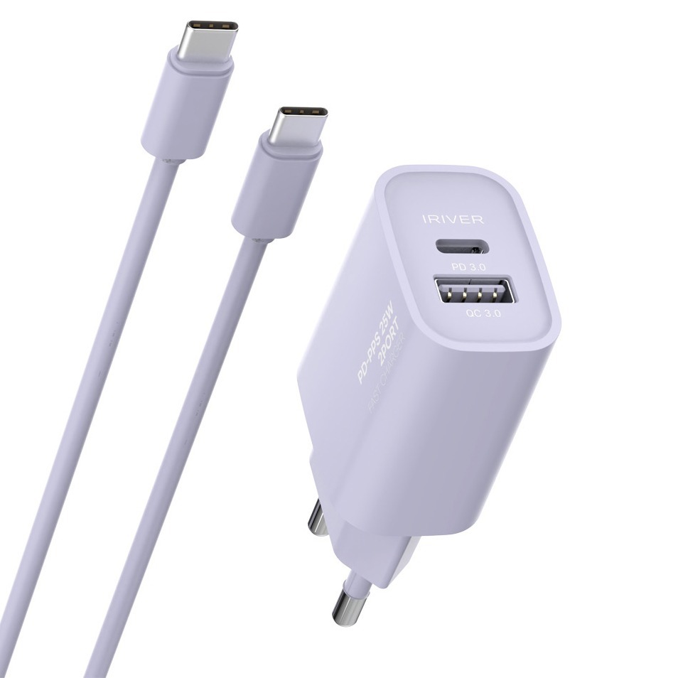 아이리버 25W 2포트 초고속 가정용 충전기 + CtoC 케이블 세트, 퍼플, 1세트 8,800원
