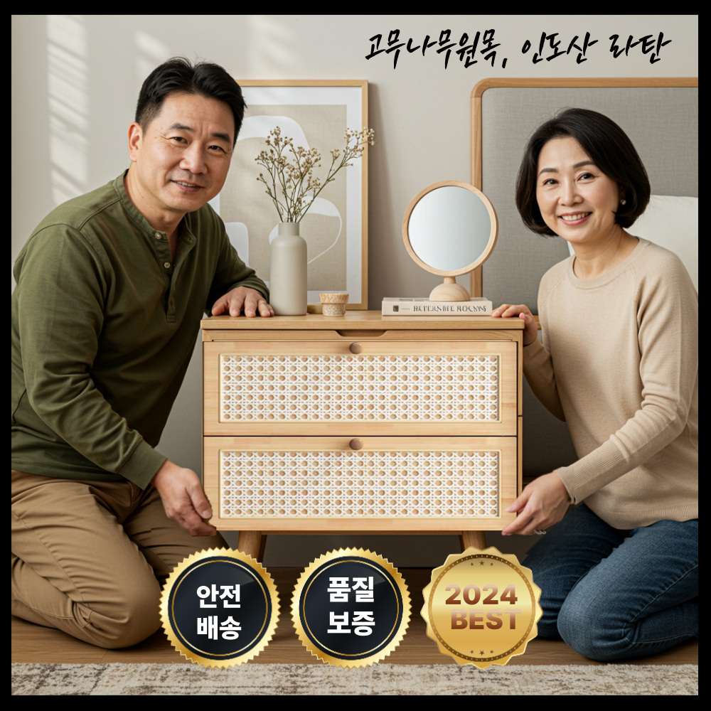 라담 견고한 원목 협탁 북유럽 라탄 모던 침대옆협탁 거실 미니 쇼파 현관 사이드테이블 139,000원