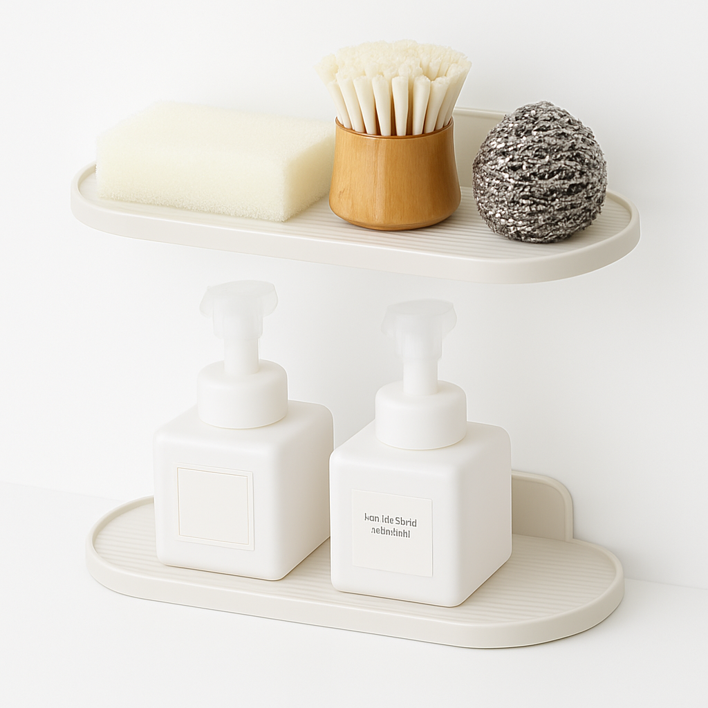 퀄스 무타공 강력 접착식 주방 욕실 수납선반, 화이트, 2개 17,000원