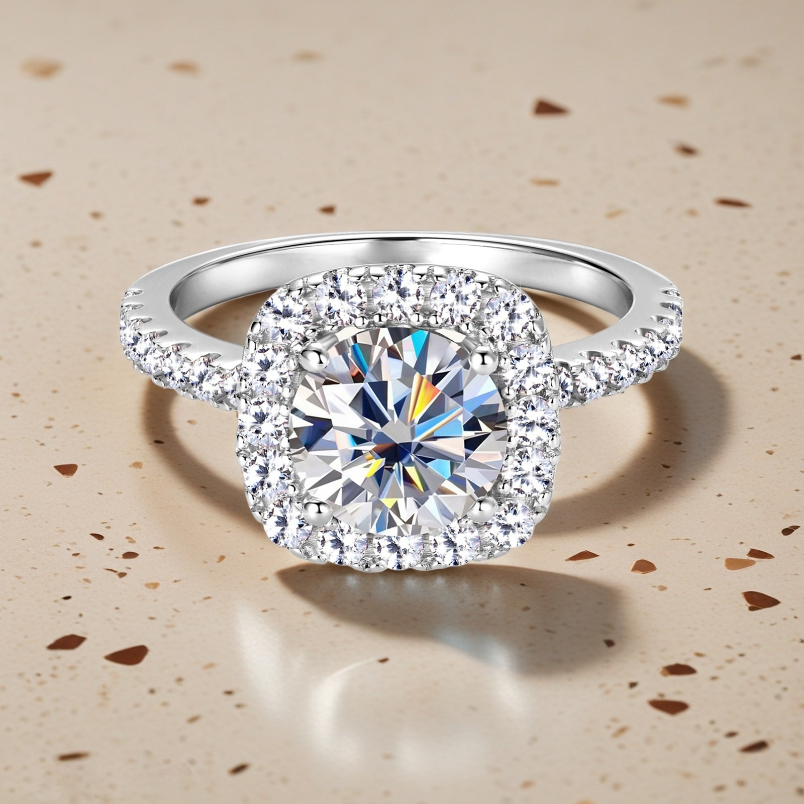 2캐럿 모이사나이트 925 순은 반지 18K도금 여자 약혼 솔리테어 반지 주얼리 생일 기념일 선물 GRA보증서 104,900원