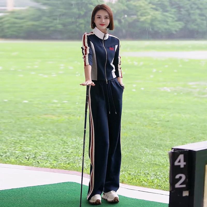 렛츠고 파크골프 기모 골프웨어 트레이닝 슬림루즈핏 트레이닝라인 여성 긴팔 자켓 와이드 팬츠 투피스 세트 가을 겨울(S~2XL) 68,500원