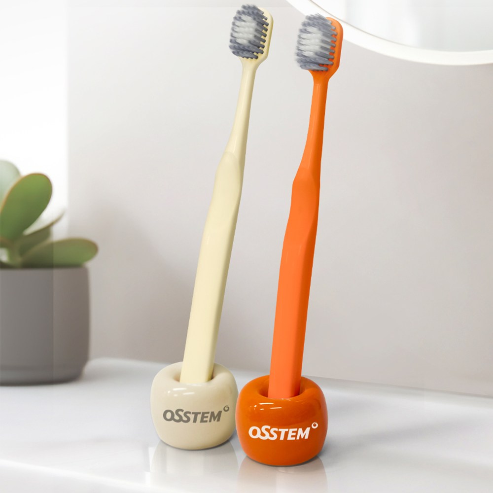 오스템 데일리 덴탈 와이드 칫솔 + 세라믹 거치대 오렌지 세트 9,000원
