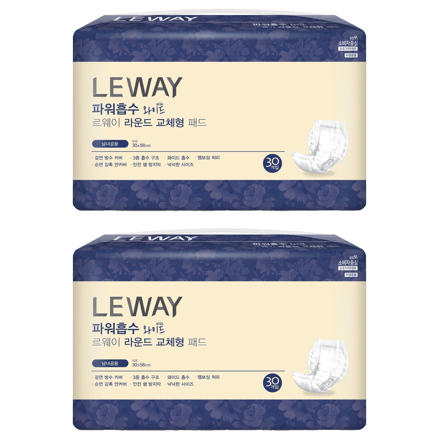 르웨이 라운드 교체형 성인용 패드 와이드, 30개입, 2개 15,820원
