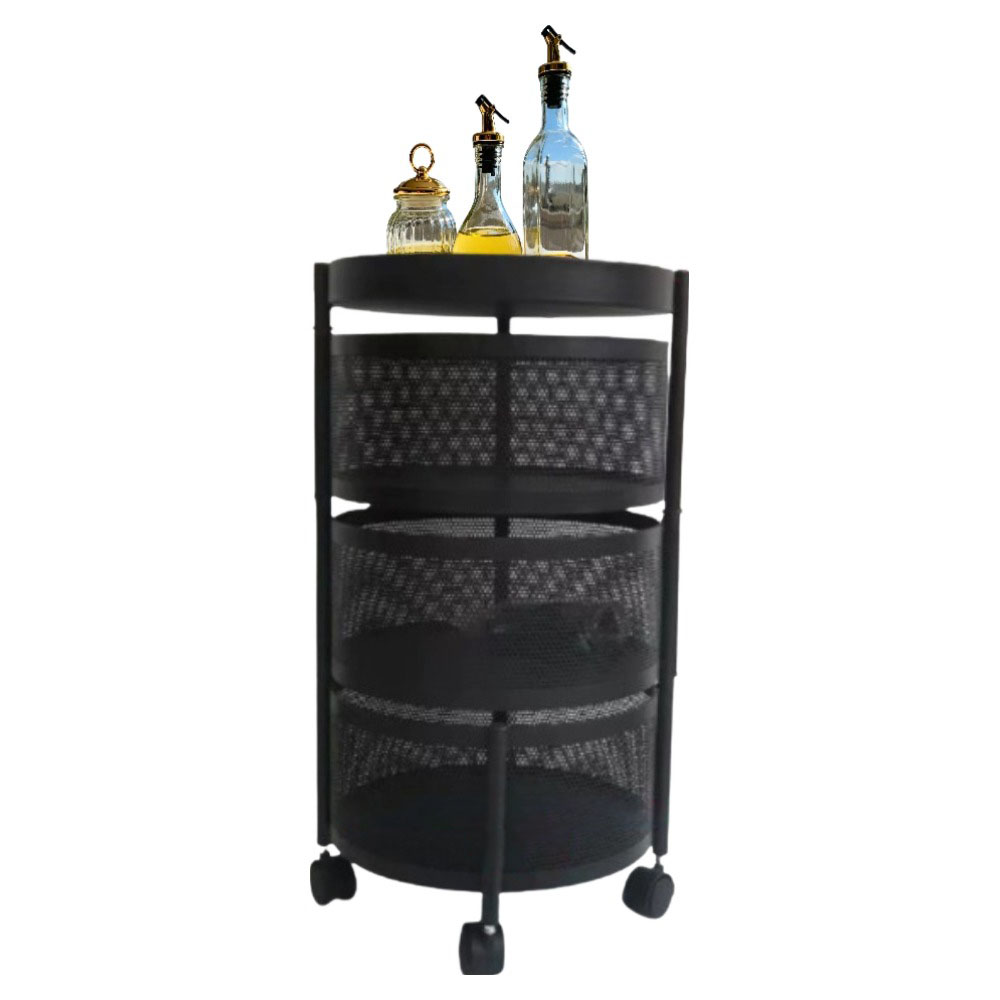 소소앤 이동식 주방 욕실 리빙 정리용 원형 다용도 수납 바구니, 블랙 라운드, 3단 39,870원