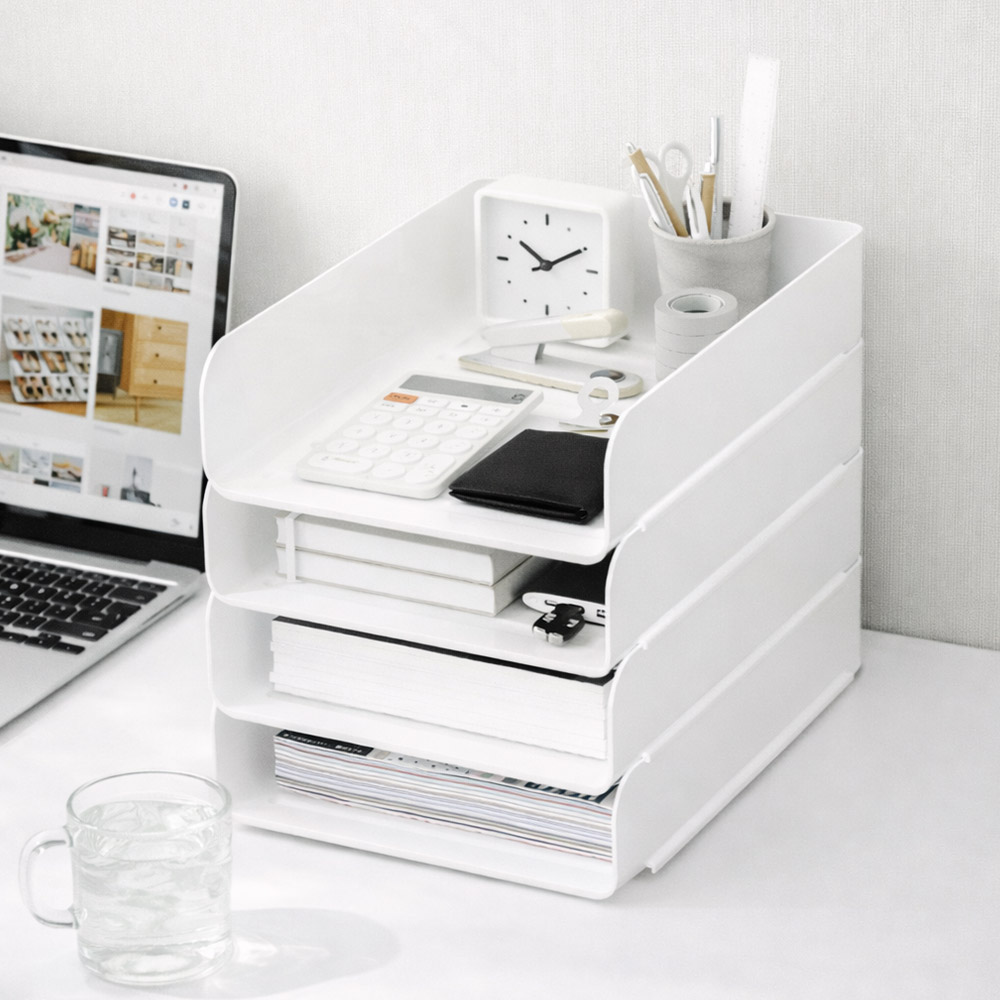 헤이하루 A4 플라스틱 서류정리함 투명 화이트 서류트레이, 1단, 세로형 화이트 8,900원