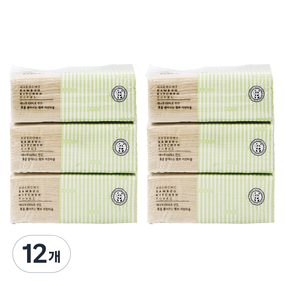 휴홈 뽑아쓰는 대나무 키친타올, 12개, 100개입 15,740원