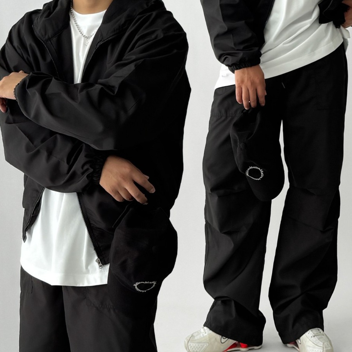 빠델 투웨이 후드집업 & 카고 와이드 스트링팬츠 트레이닝 셋업 39,900원