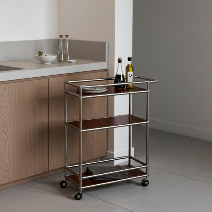 에프룸 미드센츄리 틈새선반 이동식 트롤리 틈새수납장 520x240x765mm 209,000원