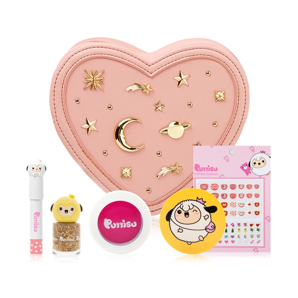뿌띠슈 어린이 화장품 핸드백 세트 초등학생 여아 6종 선물세트 하트백+매니큐어+립크레용+블러셔+선쿠션+스티커, 1개, 하트 백 세트 59,000원