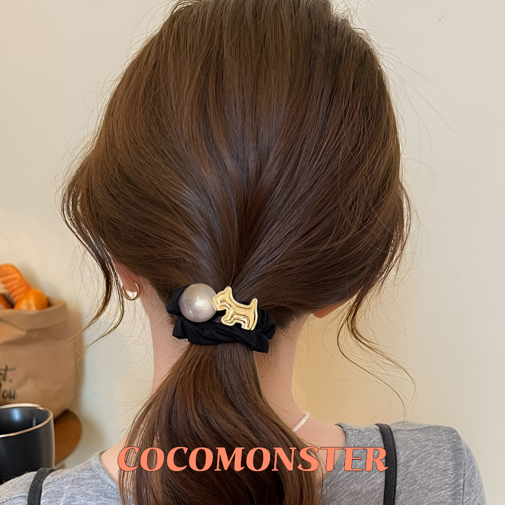 COCOMONSTER 프리미엄 강아지 진주 곱창 헤어끈 똥머리 머리끈 15,000원