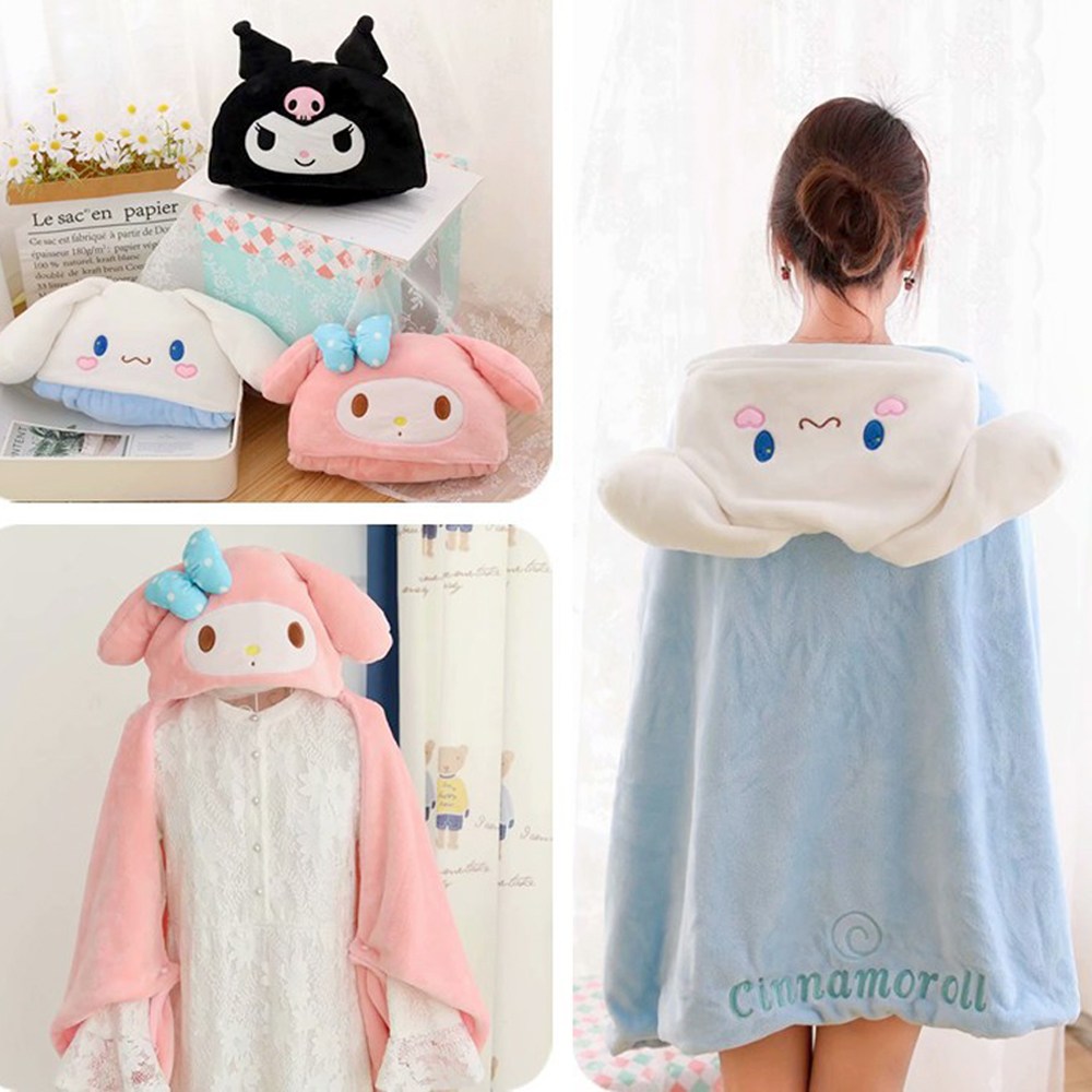 산리오 담요 극세사 똑딱이 입는 겨울 담요 시나모롤 마이멜로디 쿠로미 21,000원