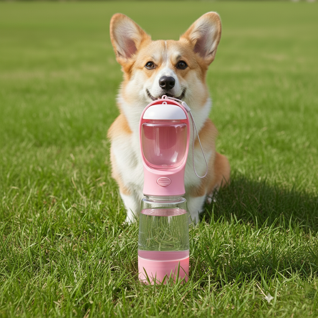 코코로펫 4in1 강아지 휴대용 물병 사료통 배변봉투포함, 1개, 분홍색 14,900원