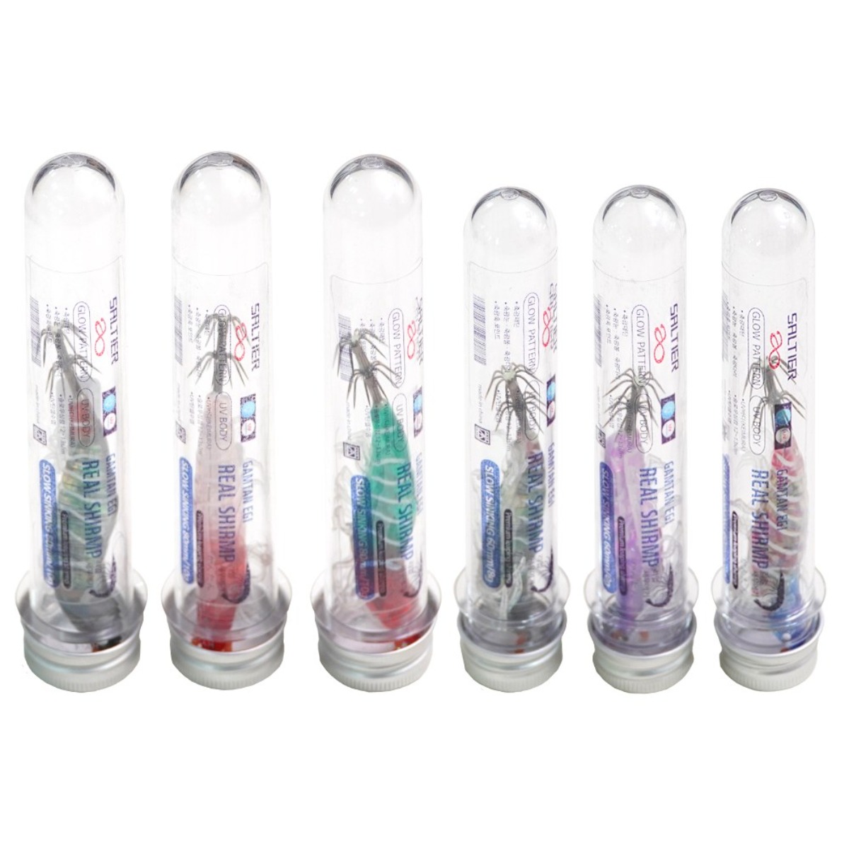 솔티어 감탄 쉬림프 UV 야광 틴셀 리얼 새우에기 한치 쭈꾸미 갑오징어 에기 6set, 1세트 31,500원