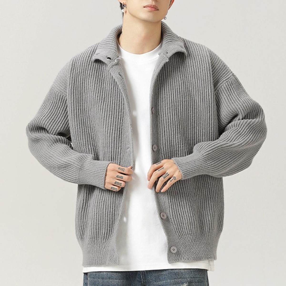 코디코치 골덴 가디건 데일리 무지 니트 카라넥 세미 오버핏 아우터 카디건 29,900원