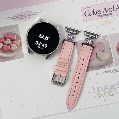 이유지 스타 큐빅 가죽 워치줄 갤럭시워치 8 7 6 5 4 클래식 호환 스트랩 감성워치줄, 핑크 24,900원