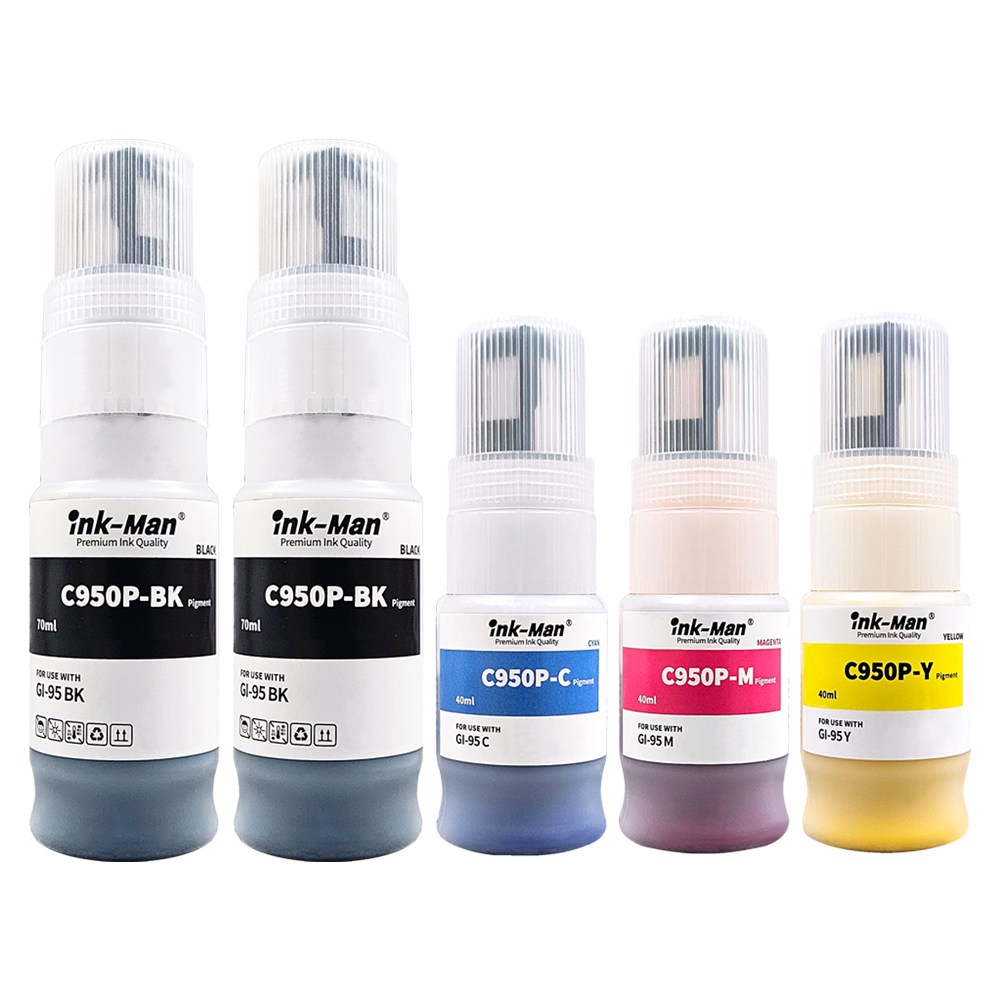 잉크맨 GI-95 무한 잉크 캐논 GX1000 GX1090 GX2000 GX2090 호환 리필 잉크세트, 1세트, GI95 검정2개,파랑,빨강,노랑 26,500원