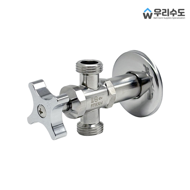 우리수도 녹슬음이 적은 SUS304 스텐재질 SW 2구 관붙이 앵글밸브 욕실부속품, 1개 4,000원