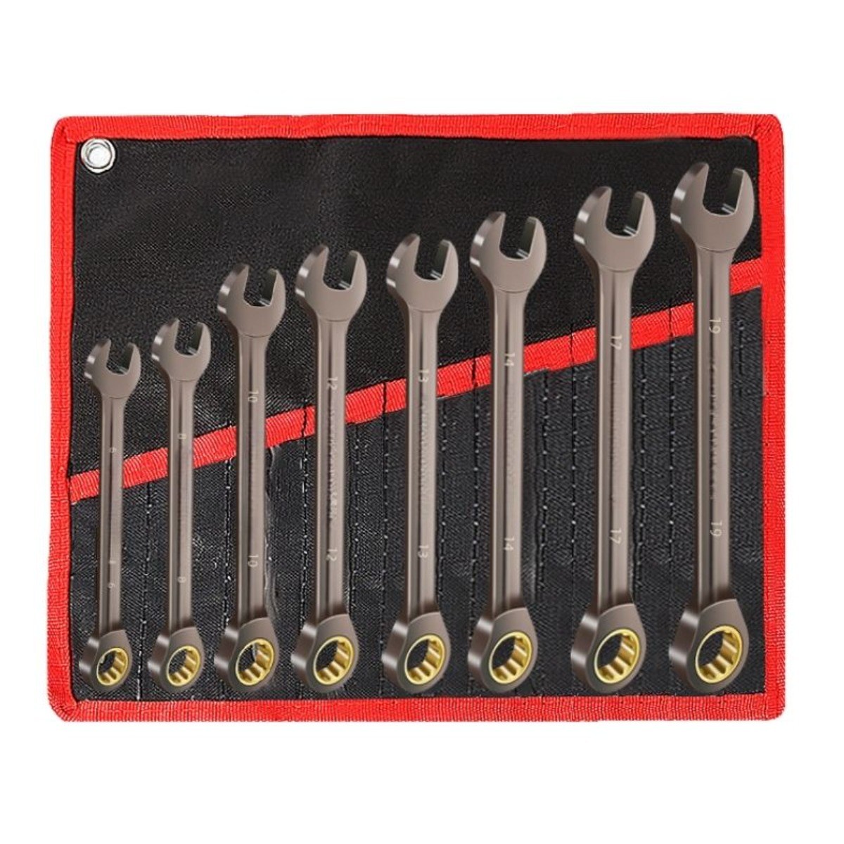 tinduo 니켈 도금 래칫 렌치 기어 렌치 스패너 8종 세트  휴대용 수납 파우치 포함 26,800원