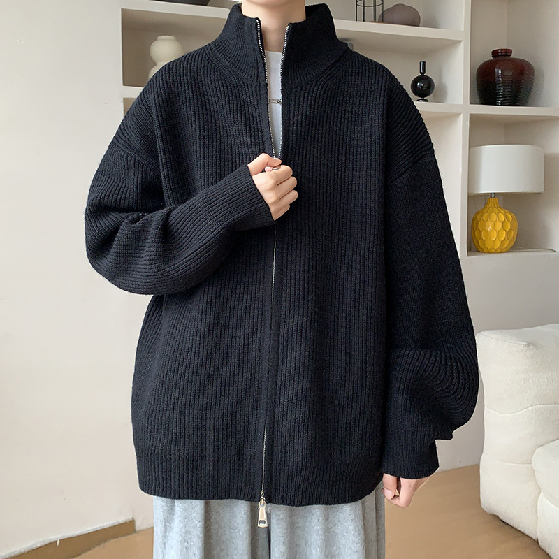 FANSYLI 남여공용 솔리드 니트 가디건 데일리룩 하이넥 집업 롱 니트 스웨터 코트  NN2512N01 24,640원