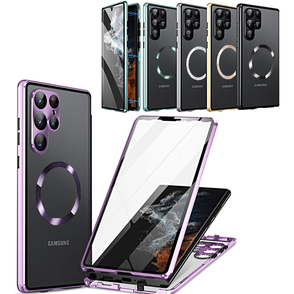 갤럭시 s26 플러스 울트라 양면 투명 강화유리 마그네틱 맥세이프 호환 풀커버 슬림 메탈 범퍼 하드 휴대폰 케이스 15,100원