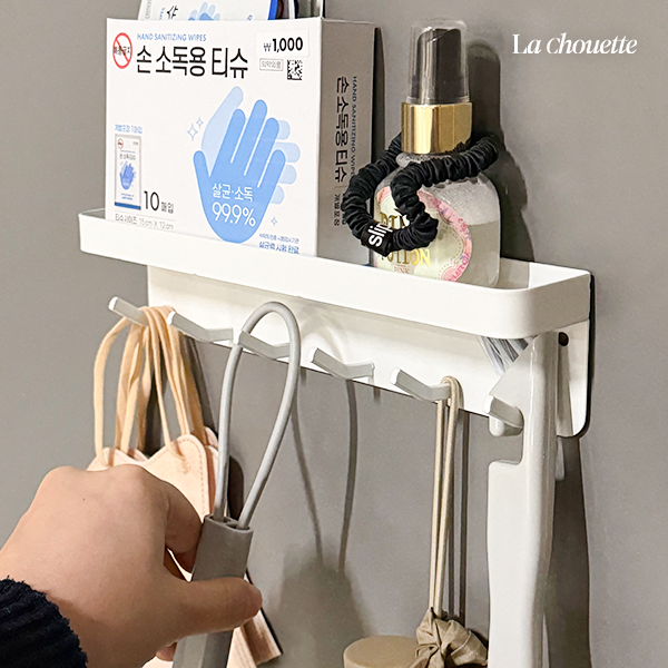 라슈에뜨 현관정리 다용도 벽걸이 자석선반 차키 마스크 고리걸이 마그네틱 수납, 퓨어화이트 12,900원