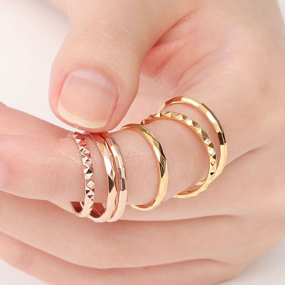 VARAM 써지컬316L스틸 삼각 마름모 사각 컷팅 레이어드 실반지 11,900원