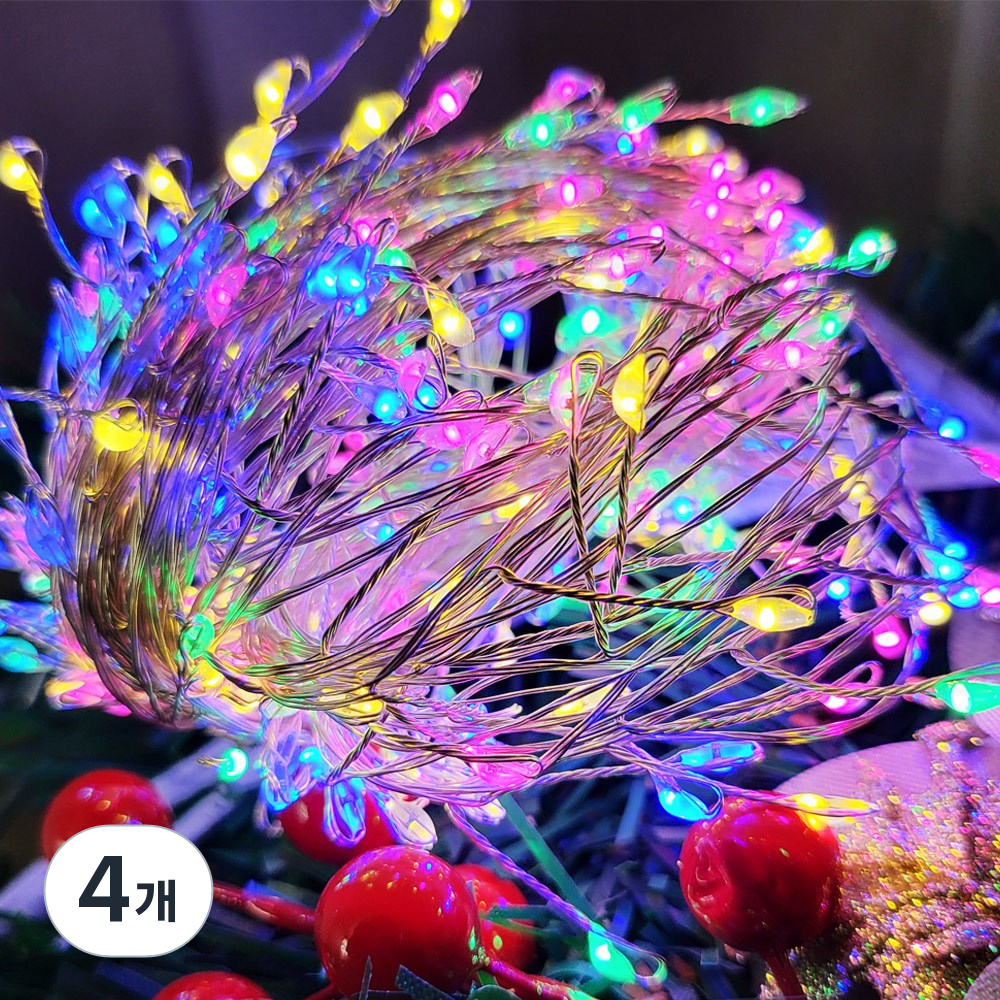 아리조명 LED 미리내 와이어 지네 전구 크리스마스 장식 줄 조명 6M 15M, 4색칼라, 4개 66,060원