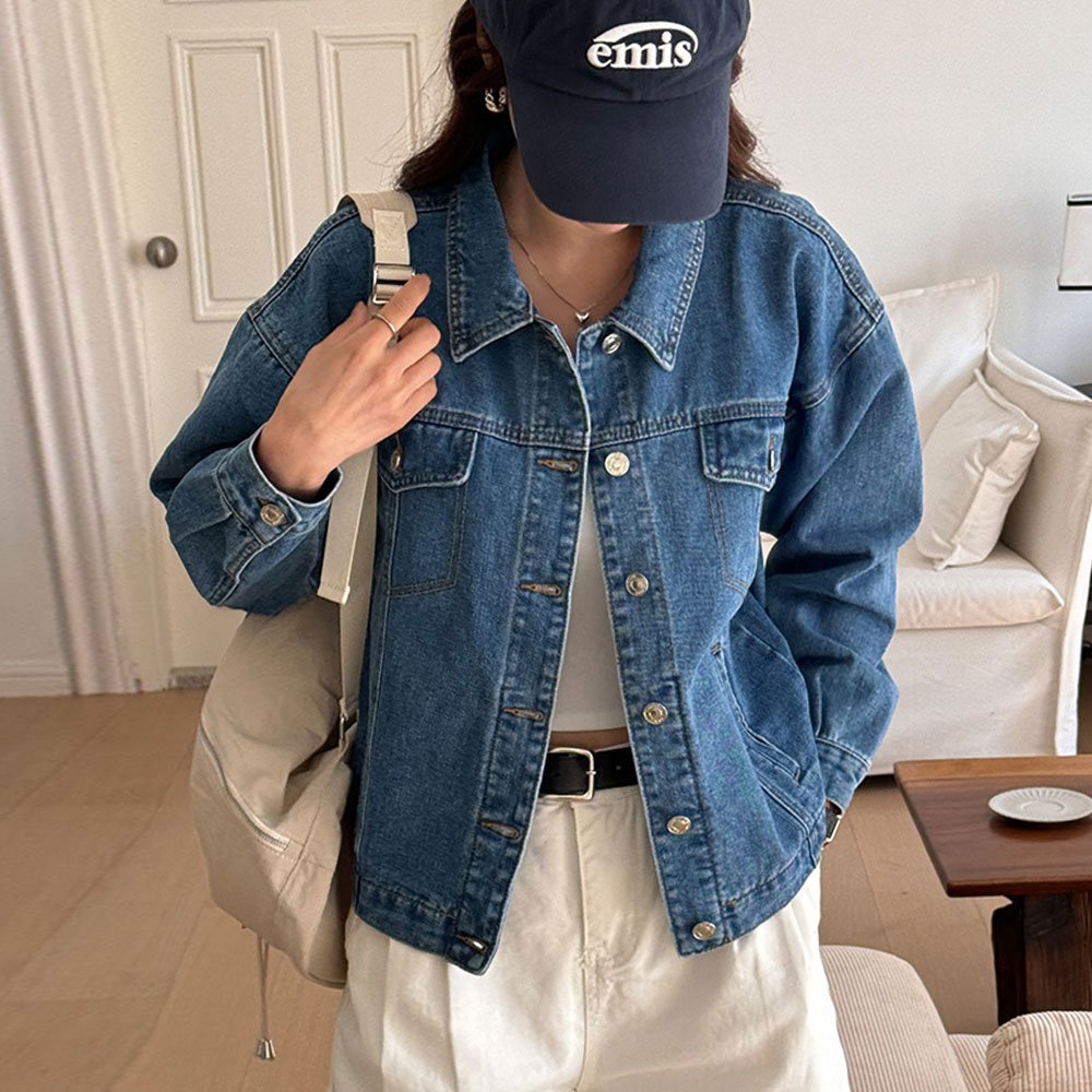 루나진 여성용 부드러운 베이직 루즈핏 데님자켓(55~99) 1101 19,800원