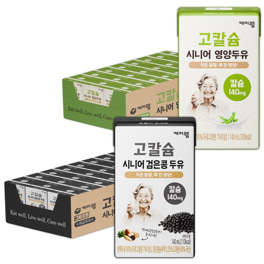 케어웰 고칼슘 시니어 영양두유 140ml 24p + 검은콩 두유 140ml 24p, 140ml 41,600원