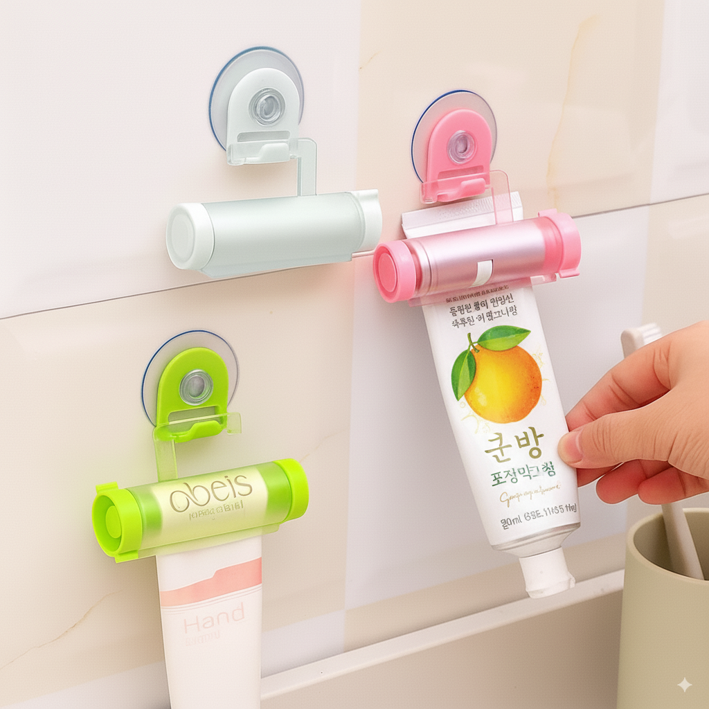 귀여운 캔디컬러 흡착식 무타공 걸이형 치약짜개 3P 세트 6,300원