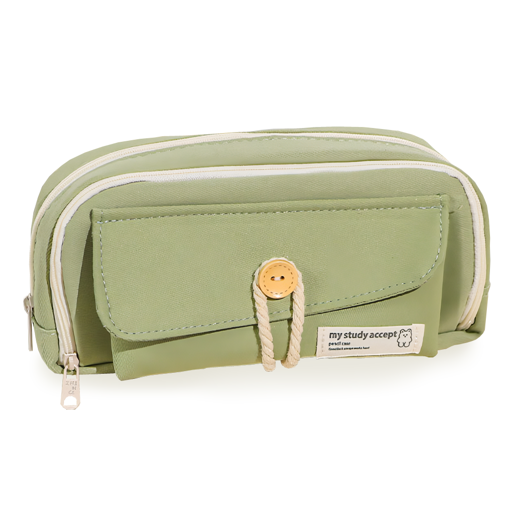리리월드 심플 대용량 펜 파우치 봉제 필통, 1개, 단추 그린 7,900원