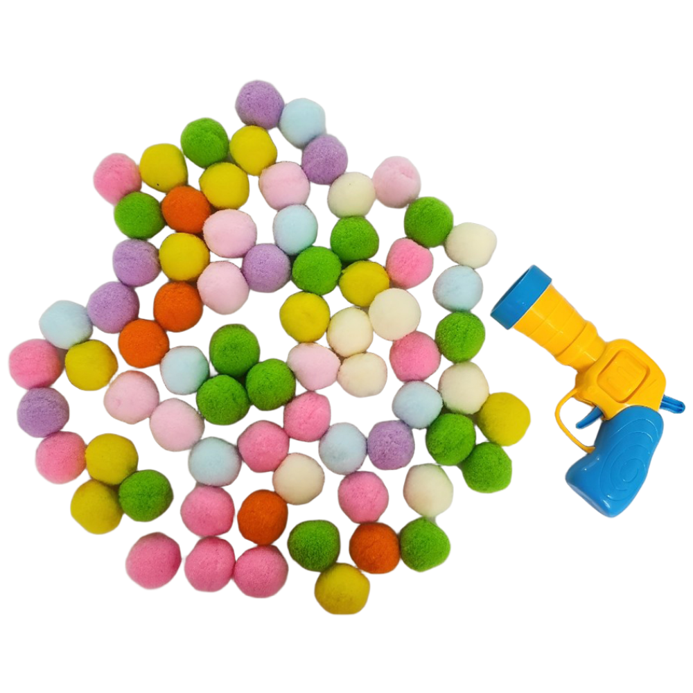 펫카 고양이 양털공 장난감 100p + 발사기, 혼합색상, 1세트 5,700원