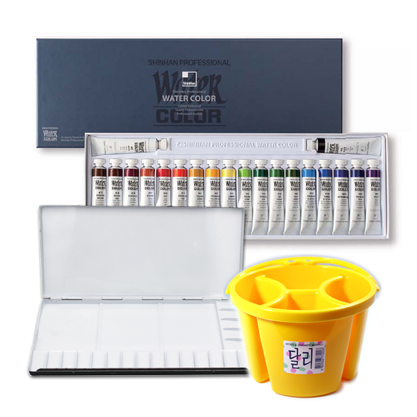 신한 전문가용 수채화물감 12ml 20색+20칸팔레트+달리물통(중) 45,400원
