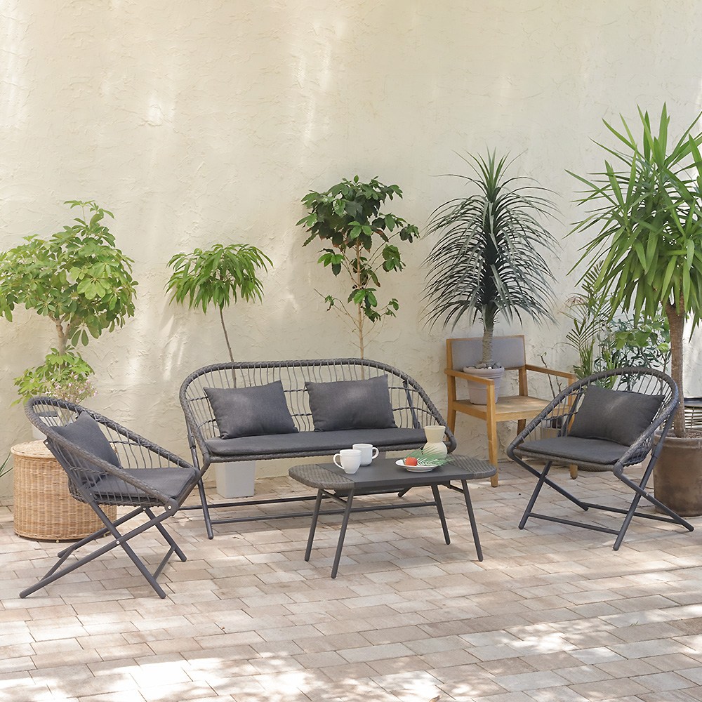 지엠퍼니처 트레이시 라탄 접이식 폴딩 카페 테라스 야외용 의자 테이블 세트 (쿠션/방석포함) 388,000원