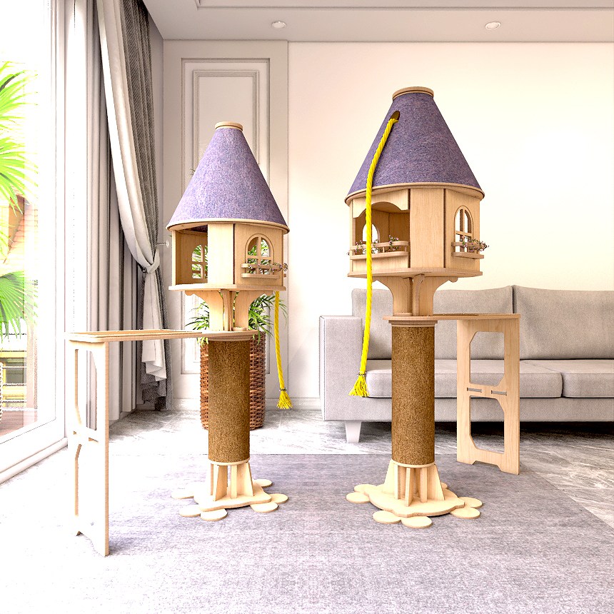 큐브플래닛 냥푼젤 타워 숨숨집 하우스 ( 소형 중형 미니 먼치킨 예쁜 고양이 캣타워 ) 250,600원