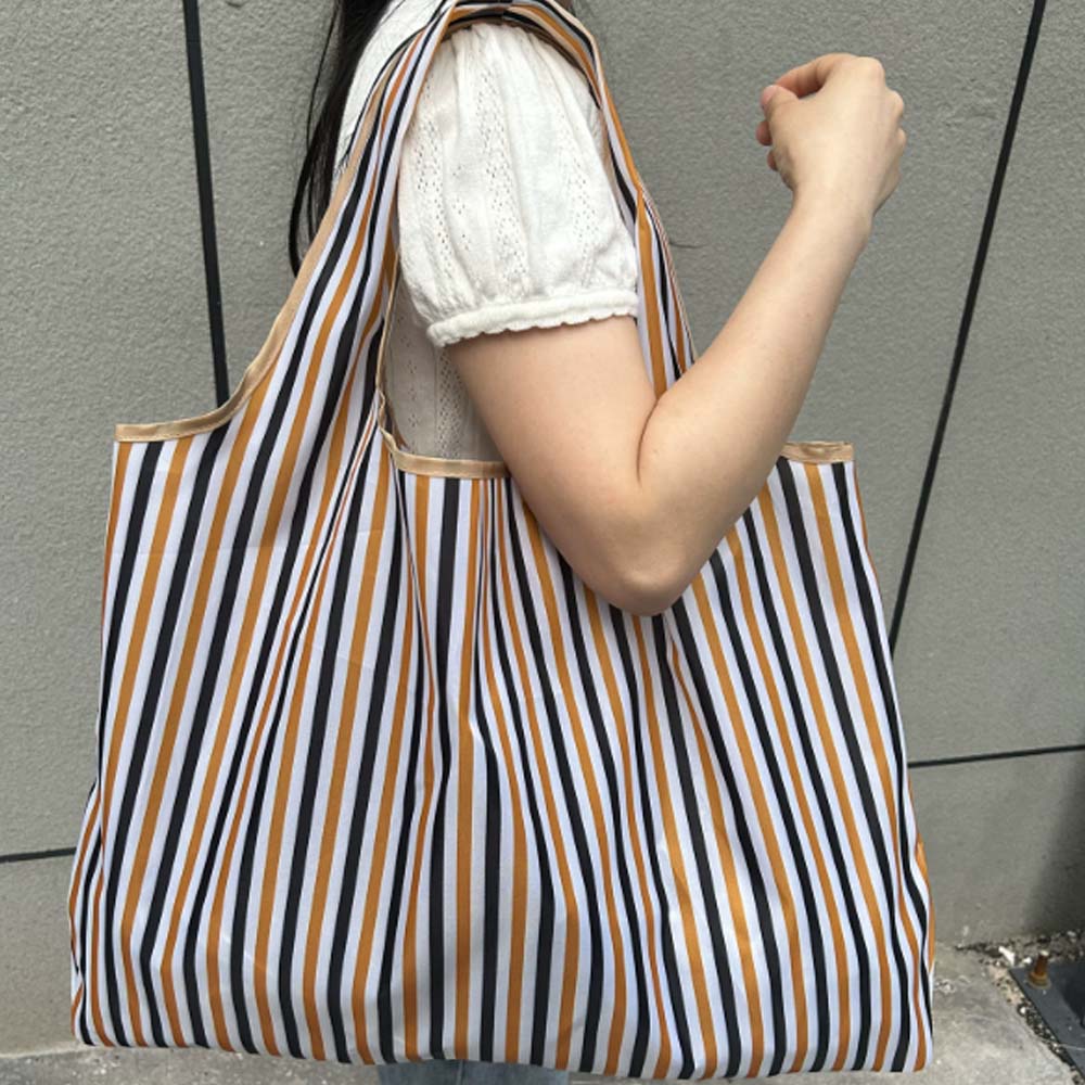 대용량 접이식 휴대용 쇼핑백 장바구니 편의점 마트 가방 두꺼운 시장가방 답례품, 1개, 옐로 스트라이프 3,490원