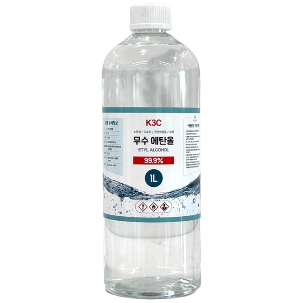 K3C 무수 에탄올 알코올 순도99.9 식물성 손 소독용 향수만들기 재료 청소용 불멍 3,980원