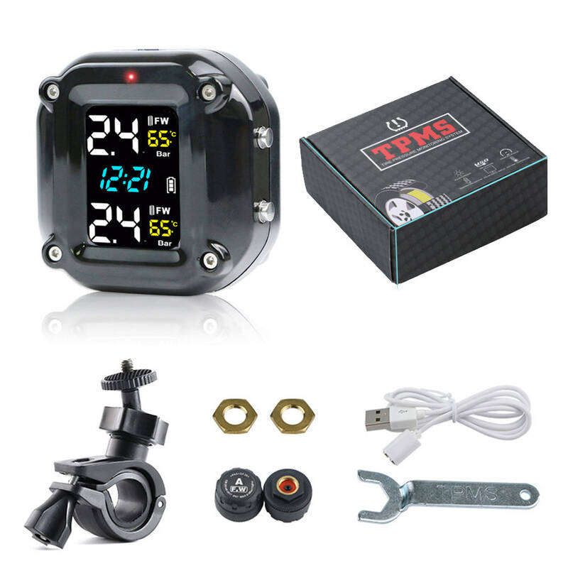 TPMS 오토바이 타이어 압력 모니터링 시스템 LCD 디스플레이 2 개의 외부 센서가있는 모터 온도 알람 35,200원