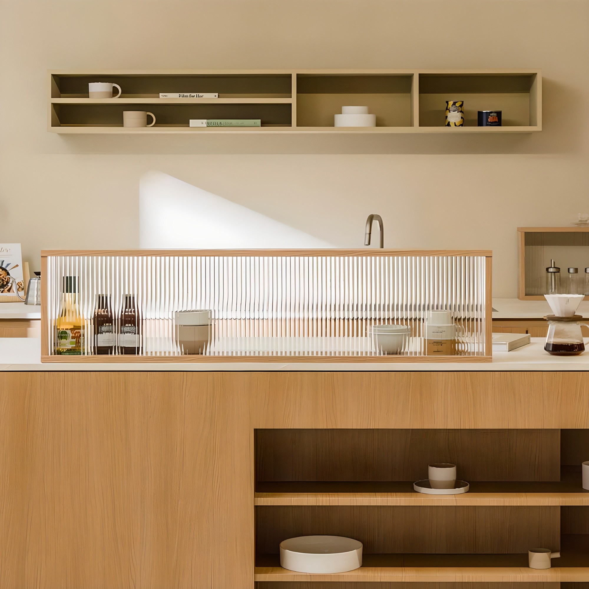 우드레이 밀키 주방 아일랜드 유리 파티션 1200, 오크 59,250원