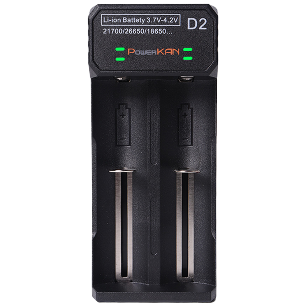 POWERKAN 파워칸 배터리 충전기 리튬이온 3.7V D2 건전지 밧데리 충전 18650 26650 과충전방지, 1개 12,500원